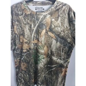 Realtree Edge Camo T Shirt Mens Large Staghorn Creek Polyester Hunting Brown L
